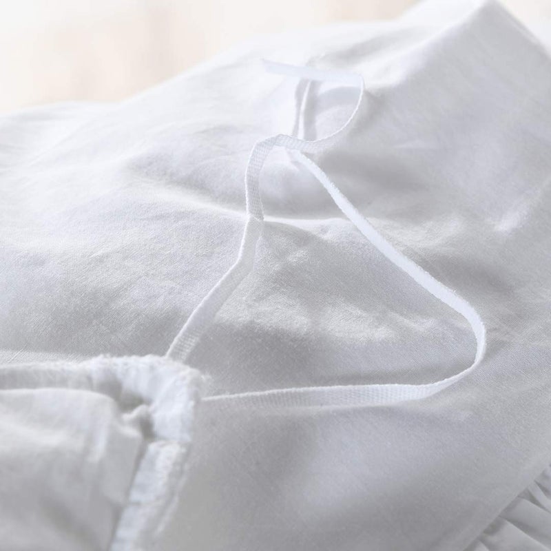QSH White Ruffle California King Duvet Cover, Washed Cotton Farmhouse Shabby Boho Chic Bedding Comforter Quilt Cover Oversized Vintage Rustic French Country Aesthetic Bedding 3 Pieces - Image 5